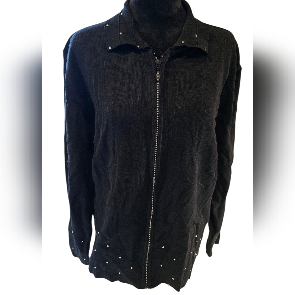 Christine Alexander Black Zip Up Cardigan